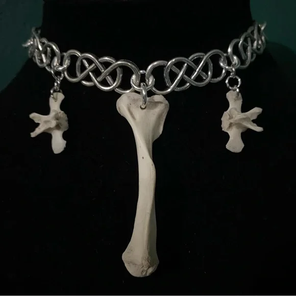 Possum Humerus & Vertebrae Braided Chain Choker - Picture 1 of 5